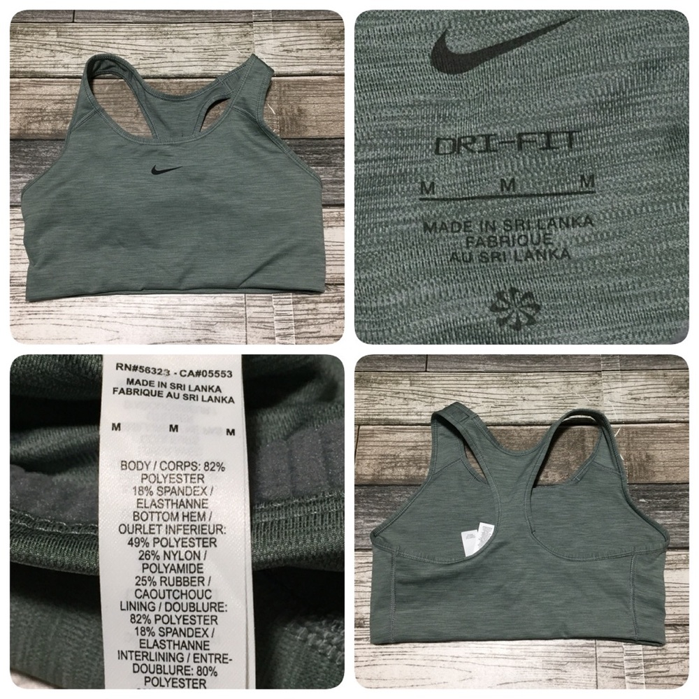 Nike Dri Fit Sports Bra Women’s M Gray Athletic Padded Inserts